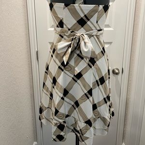 White, Black and Tan mini dress